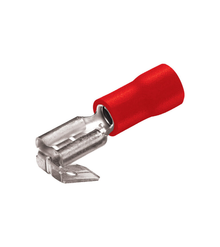 Fully insulated male/female faston terminals - 6.3x0.8mm red - sas