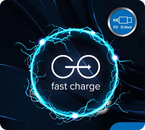 FEATURE POWER DELIVERY 18 WATT GO FAST CHARGE