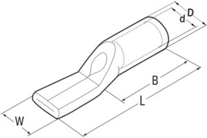 cable lug with flat palm technical draw