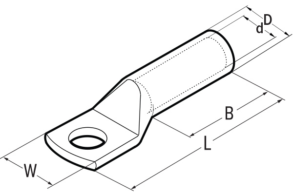 Cable lug with long barrel 150-14 - sas