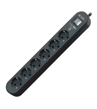 100 11 148 Πολύπριζο 6 θέσεων 1.5m με διακόπτη & Προστασία Υπέρτασης 6 way power strip with surge protection