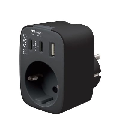 100 15 189 Fast Charge φορτιστής 2x Type-C + USB-A + σούκο Charger